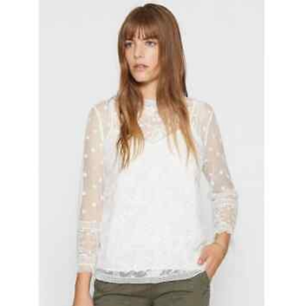 Joie Jaelin White High-Neck Lace Blouse Top Medium  Edwardian Victorian Romantic